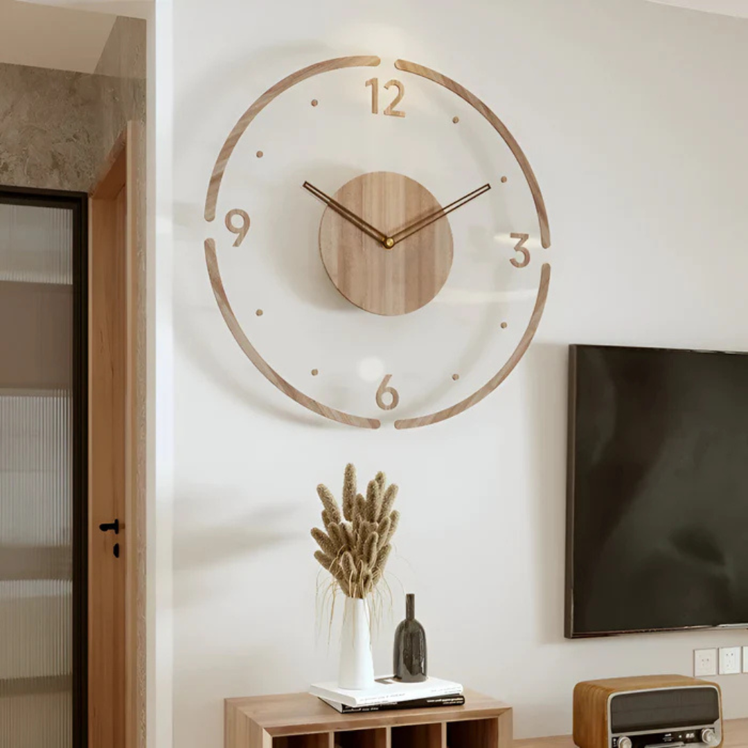 TimberTime - Grote Acryl Houten Wandklok