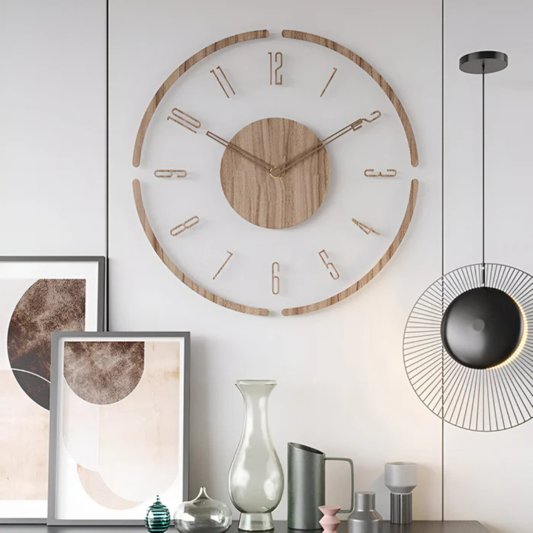 TimberTime - Grote Acryl Houten Wandklok