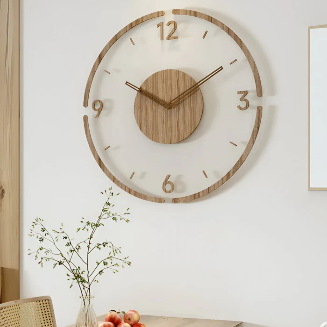 TimberTime - Grote Acryl Houten Wandklok
