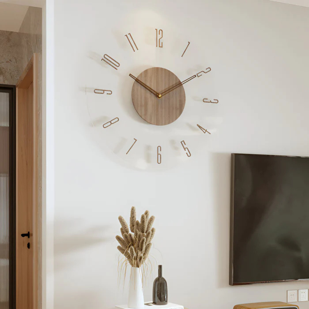 TimberTime - Grote Acryl Houten Wandklok